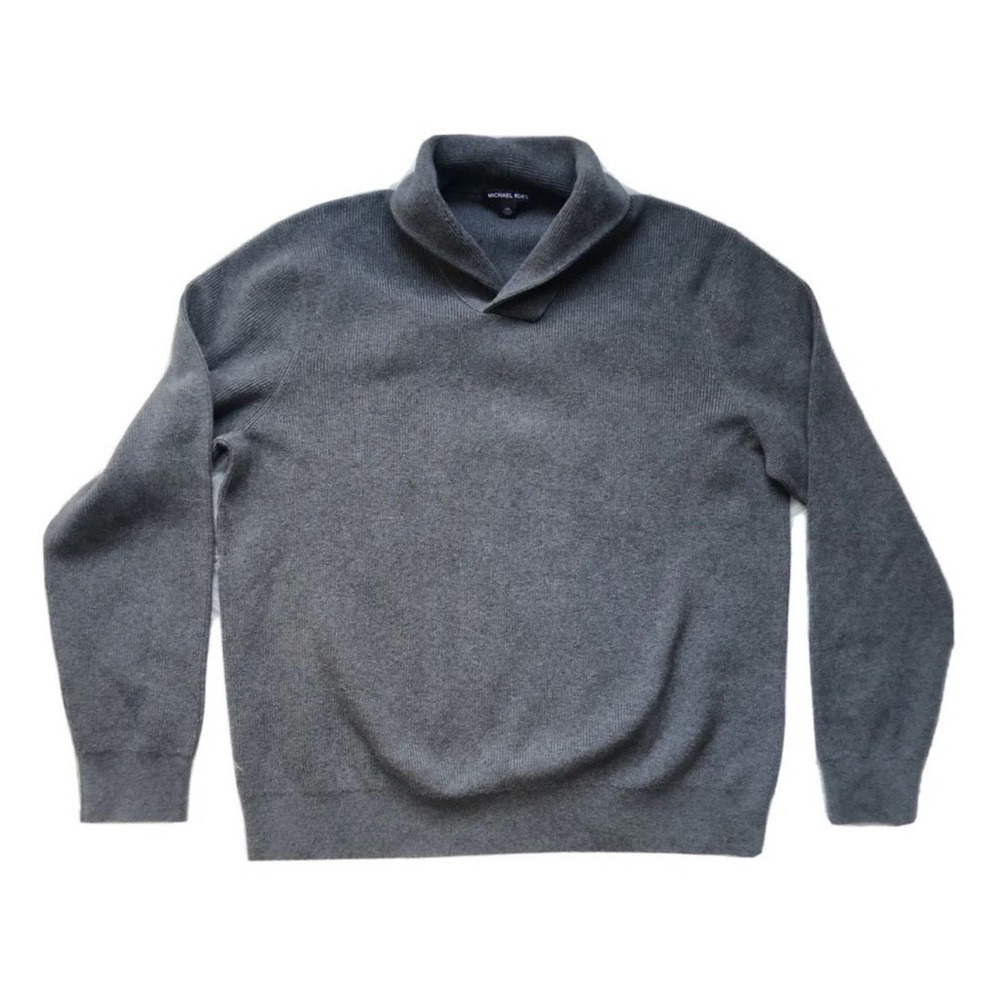 Michael Kors Melange Ash Gray Shawl Neck Sweater